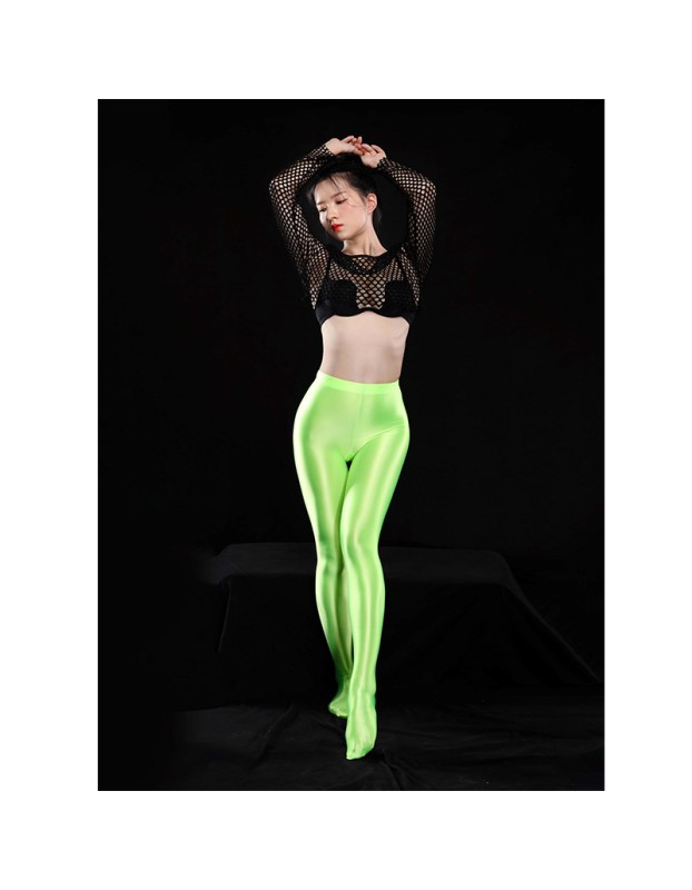 Sexy Thin Transparent Oil Women Shine Leggings Dance Yoga Pants XX1851
