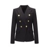 Short Suit Jacket Double Breasted Top Coat Solid Color Women Blazer H2013
