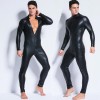 Men's Sexy Wetlook Faux Leather One Piece Skin Bodysuit Open Crotch Tights Catsuit Zentai M6721