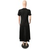 Solid color irregular skirt dress M8471