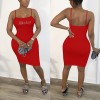 sexy slim-fit rhinestone sling elastic bodycon mini dress M30153