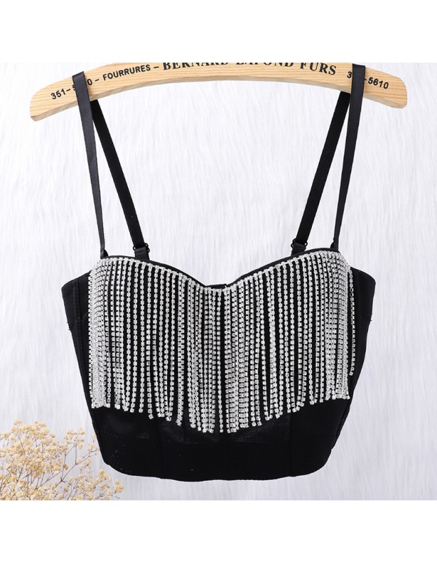 Tassel Drill Chain Shaping Short Style Backless Suspender Underwear 8045