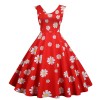 Print Casual Women Summer Doll Collar Slim Bohemian Dress JY15037