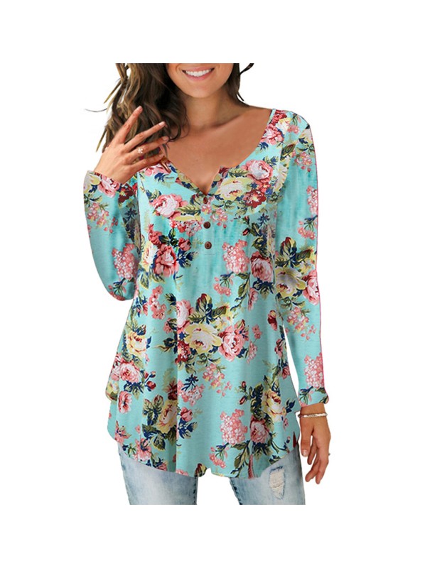 Ladies Casual Floral Printing Blouse M5602