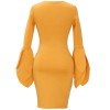 Flare Sleeve Ruffled Slim Party Package Hip Dress M18098