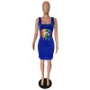 Lips Printed T-Shirt Basic Vest Dress m8441