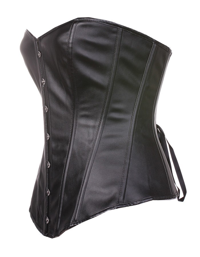 Blcak leather corset m7081b