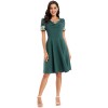 Color Contrast Dark Green Tuck Your Waist And Look Thin Dress Lady CD1769