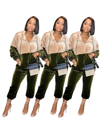 Velvet stitching  two-piece casual sports suit M8502