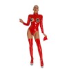 Bright Leather Zipper Punk Sexy Underwear Open Crotch Women Bodysuit XX6851