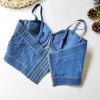Outside Wearing a Cowboy Halter Crop Striped Top Nightclub Wipe Chest 8999