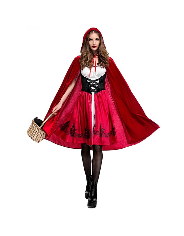Little Red Riding Hood Costume Halloween Dress Party Suit Fairy Tale Cosplay SM40764