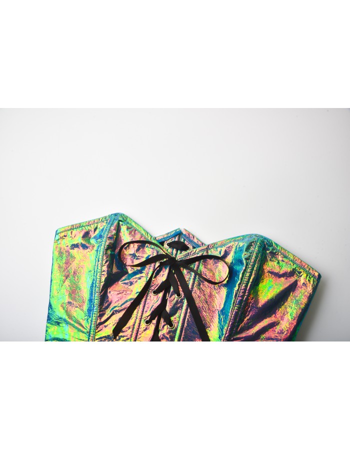 SexyY2K Women Shiny Leather Gothic Metallic Bustier Corset Cami Top 22026