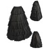 Vintage Black Satin Multi-layer Ruffles Floor-length Petticoat S028