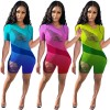 Short Sleeve Gradient Bodycon Rompers Womens Jumpsuit M064