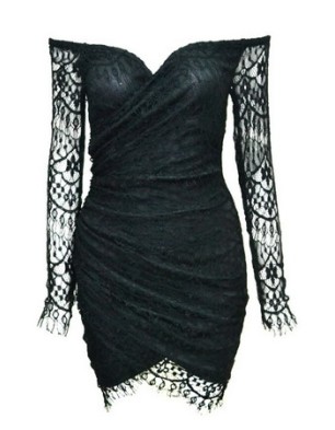 Sexy Black Lace Mini Dress M3897b