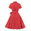 XL-4XL Vintage Polka Dot V-Neck Pin Up Rockabilly Dress 1207A