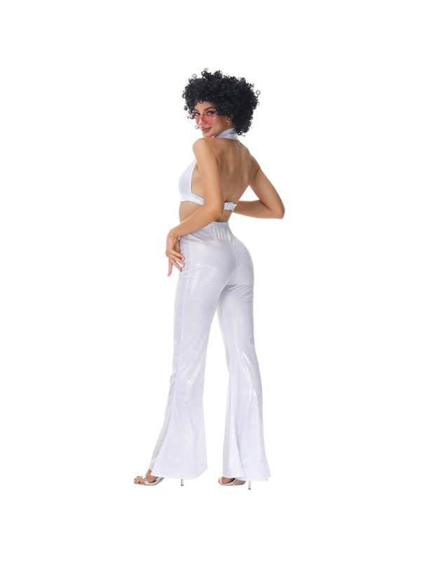 Hippie Costume Disco Dance Nightclub Women Sexy White Retro Cosplay MS5036