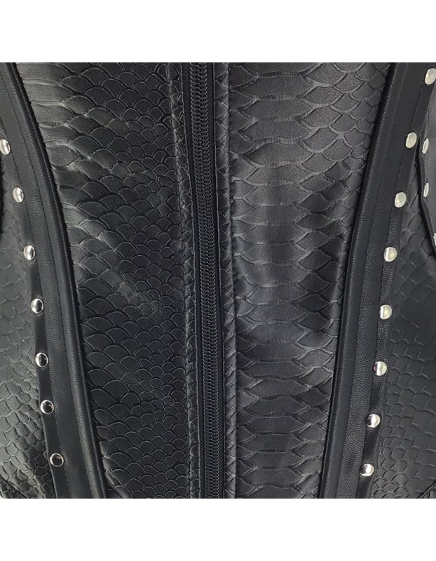 Faux Leather Sexy Fish Scale Printed Steampunk Corset Vest m1429