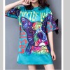 Women Summer Cartoon Print T-Shirts Dress M8341