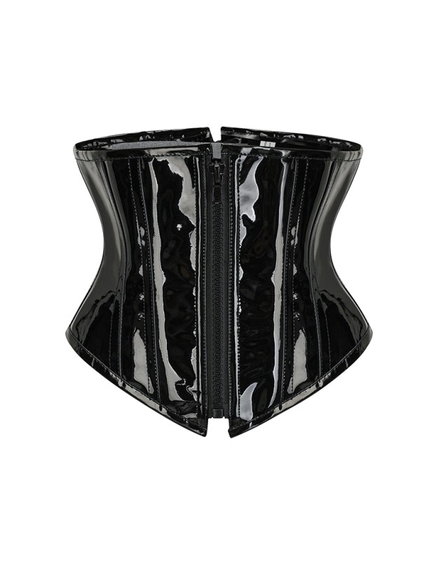 PU Zipper Waist Belt Sexy Leather Bustier Short Shapewear For Women Corset AM21983