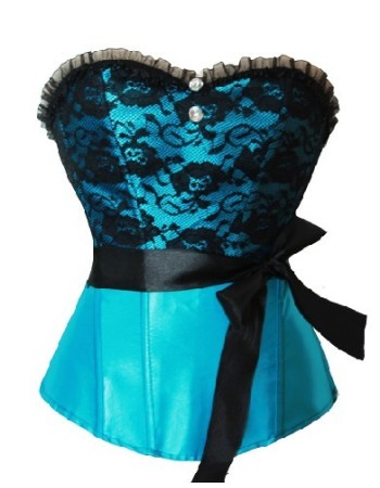 bluejacquard corset with belt m1826F