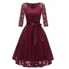 Ladies Casual Long-Sleeve Wedding Guest V-Collar Lace Girl Dress CD1592-1