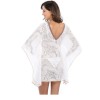 Newest V Neck Sexy Summer Embroidery White Beach Cover Ups Dress