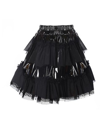 Cheap Women Leather Black Tutu Skirt Dress S027