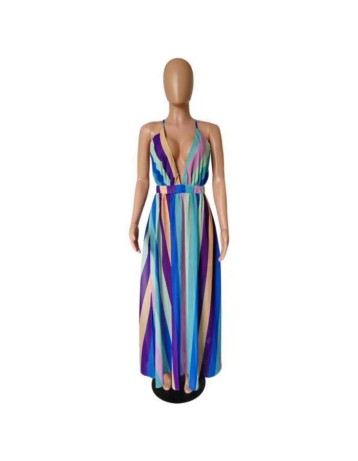 women's sexy halter strap chiffon dressM8360