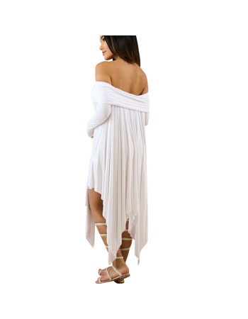 Summer Bohemian White Irregular Beach Dress 8206