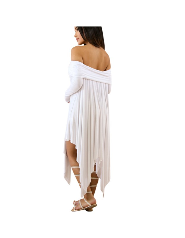 Summer Bohemian White Irregular Beach Dress 8206