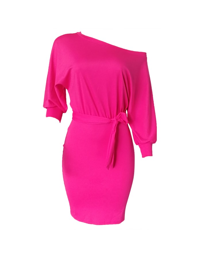 Women-fashion-batter-sleeve-solid-color-dress M8466