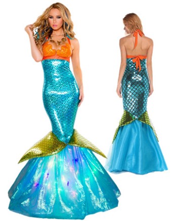 Romantic Adult Mermaid Costumes Halloween Cosplay Dress M40143
