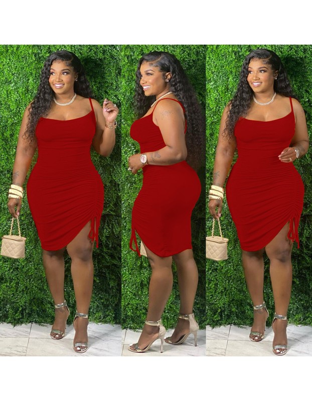 sling single side pleated plus size fashions mini dress ruffle womens skirts M30119