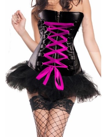 black tight leather bustier with skirt m1208A