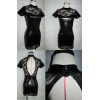 Sexy Lace Wetlook Leather Dress M7314