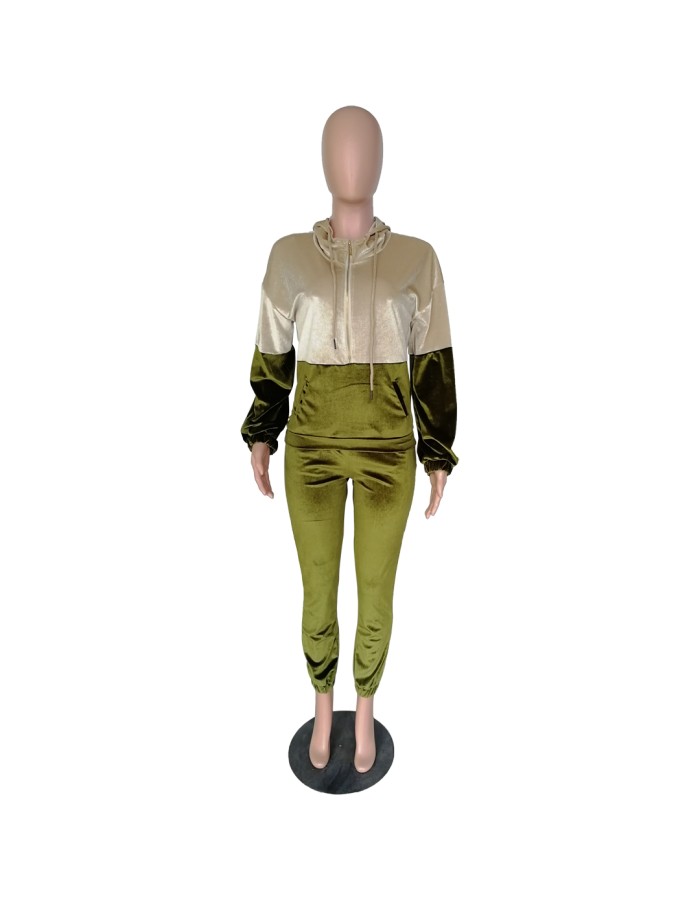 Velvet stitching  two-piece casual sports suit M8502
