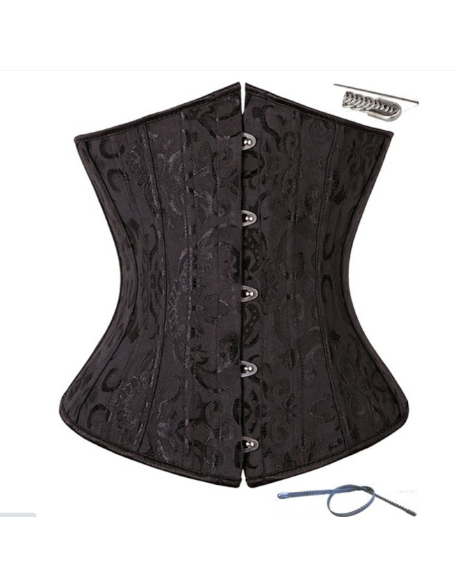 24 Steel Bone Sexy Black Jacquard Underbust M1286