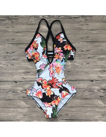 Sexy One Piece Swimsuit Women Swimwear Print Bodysuit M17085