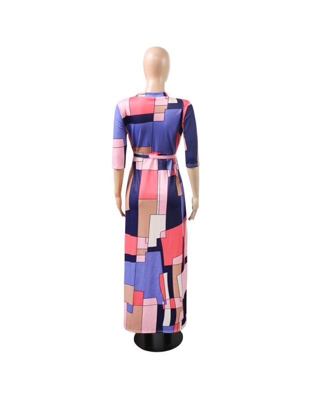 Plus Size Sexy Casual Robe Boho Party Club Long Maxi Dress Print Dress m8435