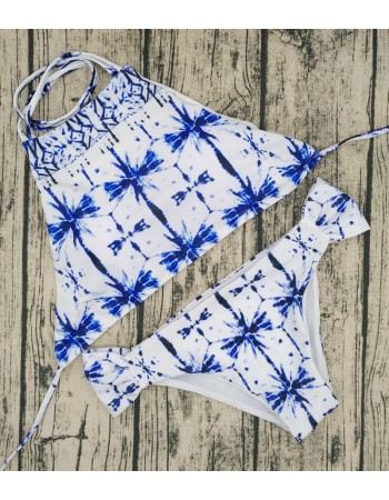 Hot Beach women Swimwear Palm Tree Printing Swimwear Crop Top Bikini