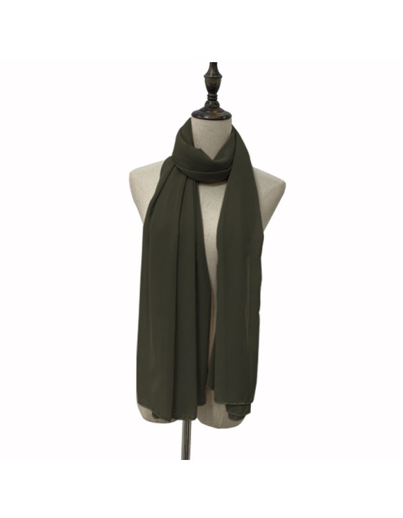 Muslim Style Scarfs Hijabs Monochrome Headscarf Silk Scarf For Women 006