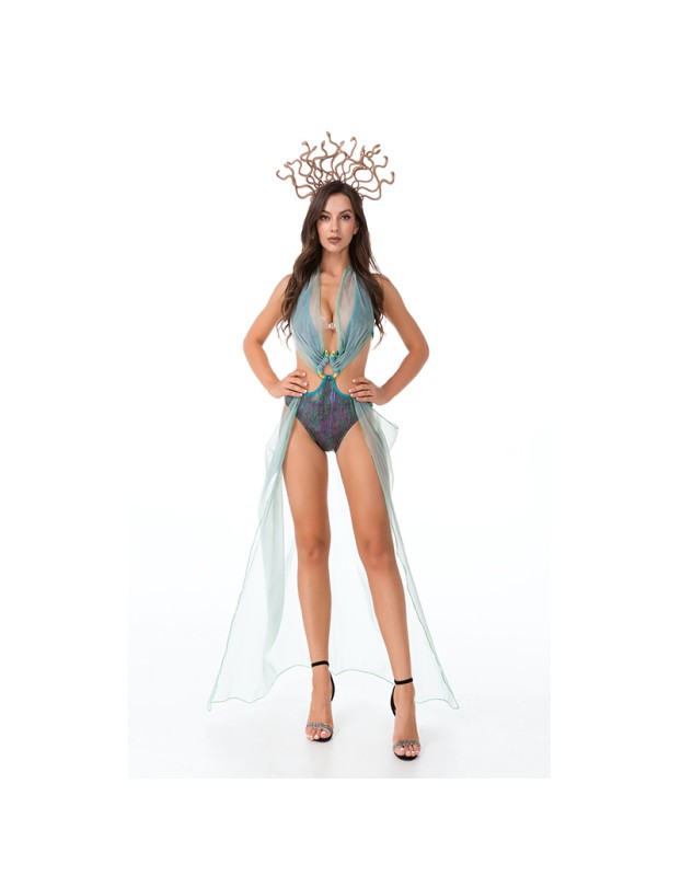Queen Costume Backless Halter Cleopatra Cosplay Mesh Bodysuits MS4889