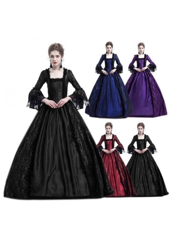 Large trumpet sleeves medieval dress court retro skirtM9973