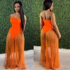 see-through with wrapped chest multicolor strapless summer net dress M30167
