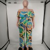 Summer Women Boho Casual Loose Ruffle Off Shoulder Jumpsuit M8605