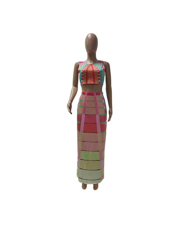 Midi Skirt Casual Two Piece Set Woman Clothing M007