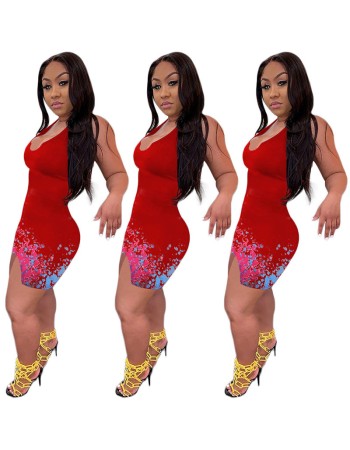 Club Mini Dress Printed Casual Sexy Bodycon Dress M063