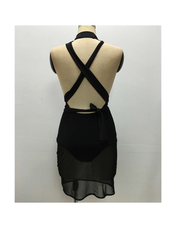 sexy Mesh See-thought Deep V Dress M8205